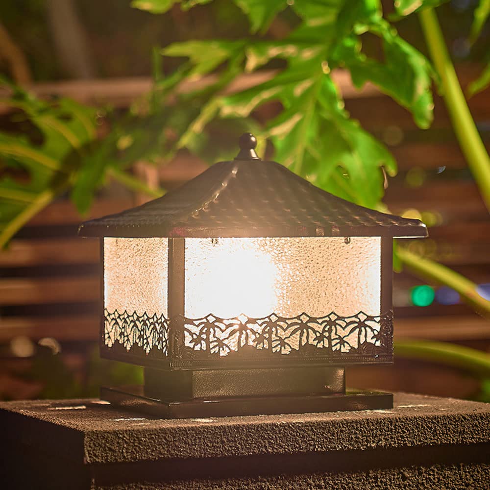 CHENKUI Traditional Galvanized Sheet Post Cap Light Outdoor Pillar Light IP54 Waterproof LED Fence Post Head Lights Adjustable Square Fence Outdoor Column Lamp for Deck Walkway and Garden Decor