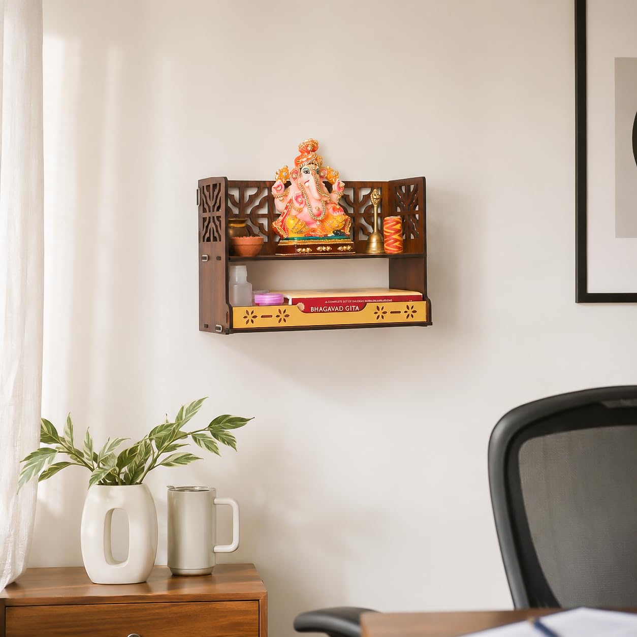 Compact Wooden Pooja Mandir - Home & Office Temple -3 Compact Wooden Pooja Mandir - Home & Office Temple -3