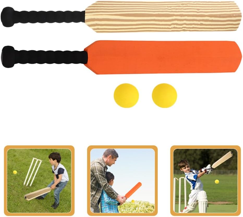 GANAZONO Kids Cricket Set: 4pcs Foam Cricket Bat with Balls Plastic Baseball Bat Exercising Bat Backyard Cricket Sets Baseball Training Game for Kids Adult