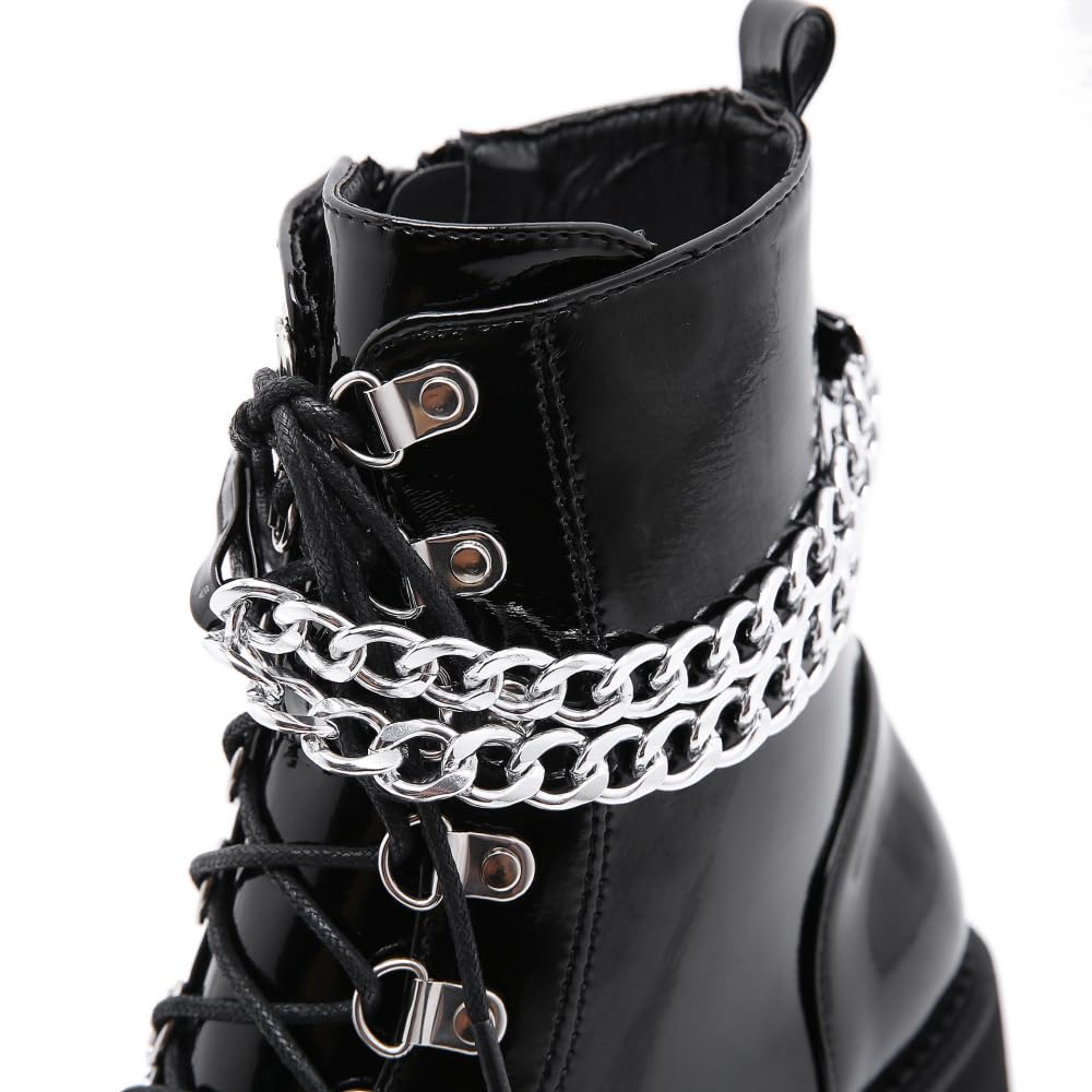 PROMI Tacones Altos Cadena De Zapatos De Mujer De Fondo Grueso Tacón Alto Grueso Botas Cortas