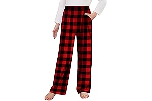 Cozy Red and Black Plaid Pajama Pants for Girls
