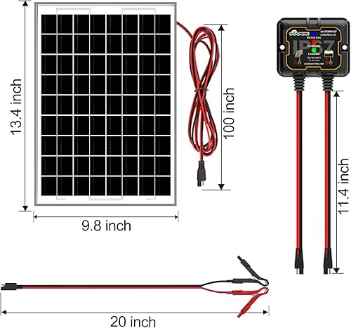 Miniatura 22 de SOLPERK - Kit de panel solar de 20 W 12 V, cargador de batería solar + controlador impermeable de actualización + soporte de montaje ajustable