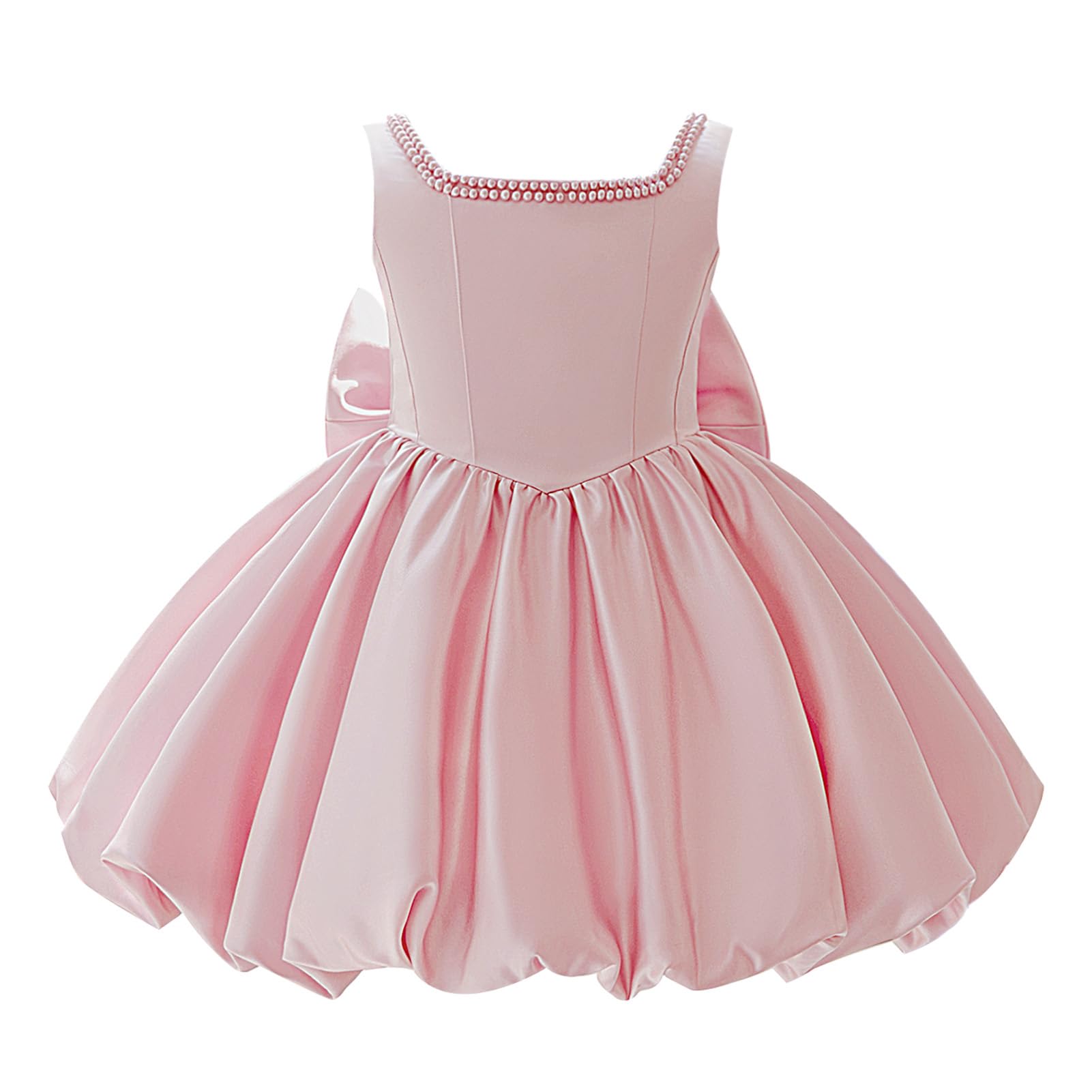 IBAKOM Blumenmädchenkleid Mädchen Elegant: Ärmellos Satinkleid Ballkleid für Kinder 4-8 Jahre - Festlich Prinzessinkleid für Hochzeit Geburtstag Party