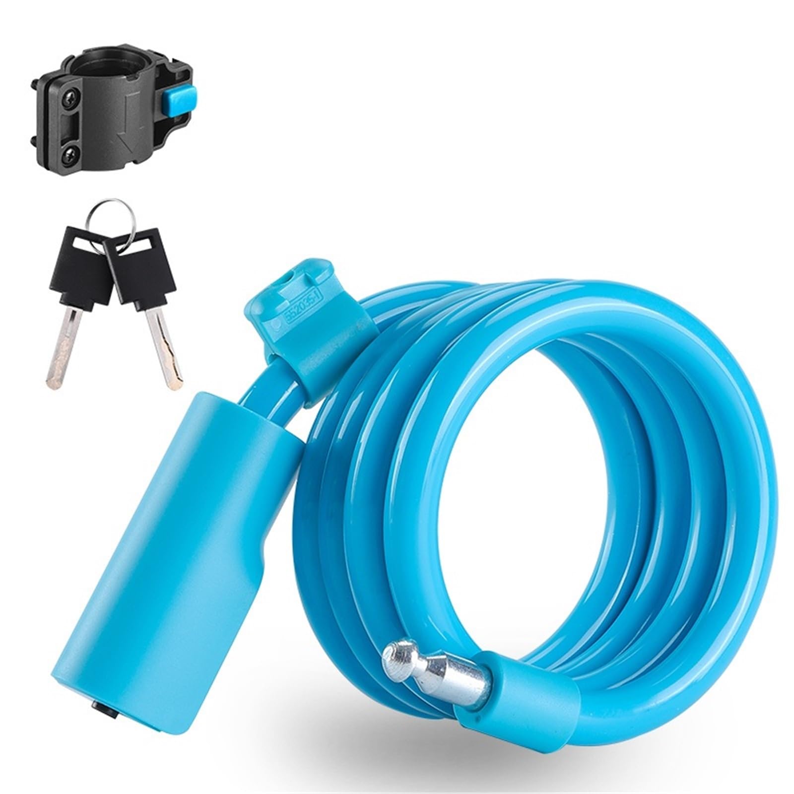 Motorcycle Handlebar Lock Multicolor Bicycle Cable Lock Portable Anti-Theft Wire MTB Road Bike Cycling Motorbike Lock Security(Blue 2 Keys)