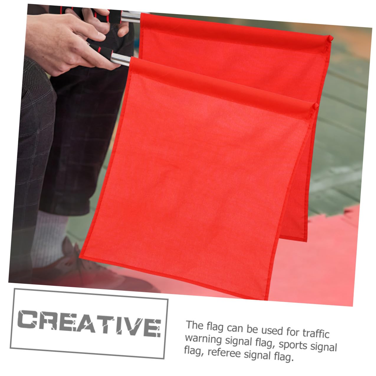Mipcase Banderas De Árbitro Acero Inoxidable Con Mango Antideslizante Para Señalización Deportiva De Fútbol Y Atletismo Rojo 3 Piezas X 4