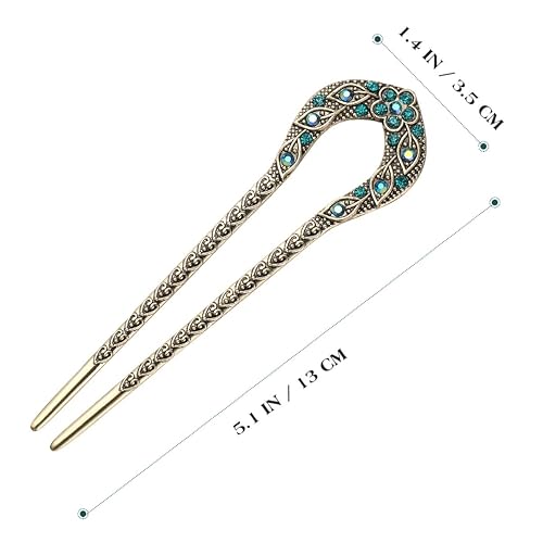 Miniatura 4 de Accesorio de peinado en forma de U Pin de pelo de cristal Clip de pelo de doble punta horquilla Chignon Hair Pin