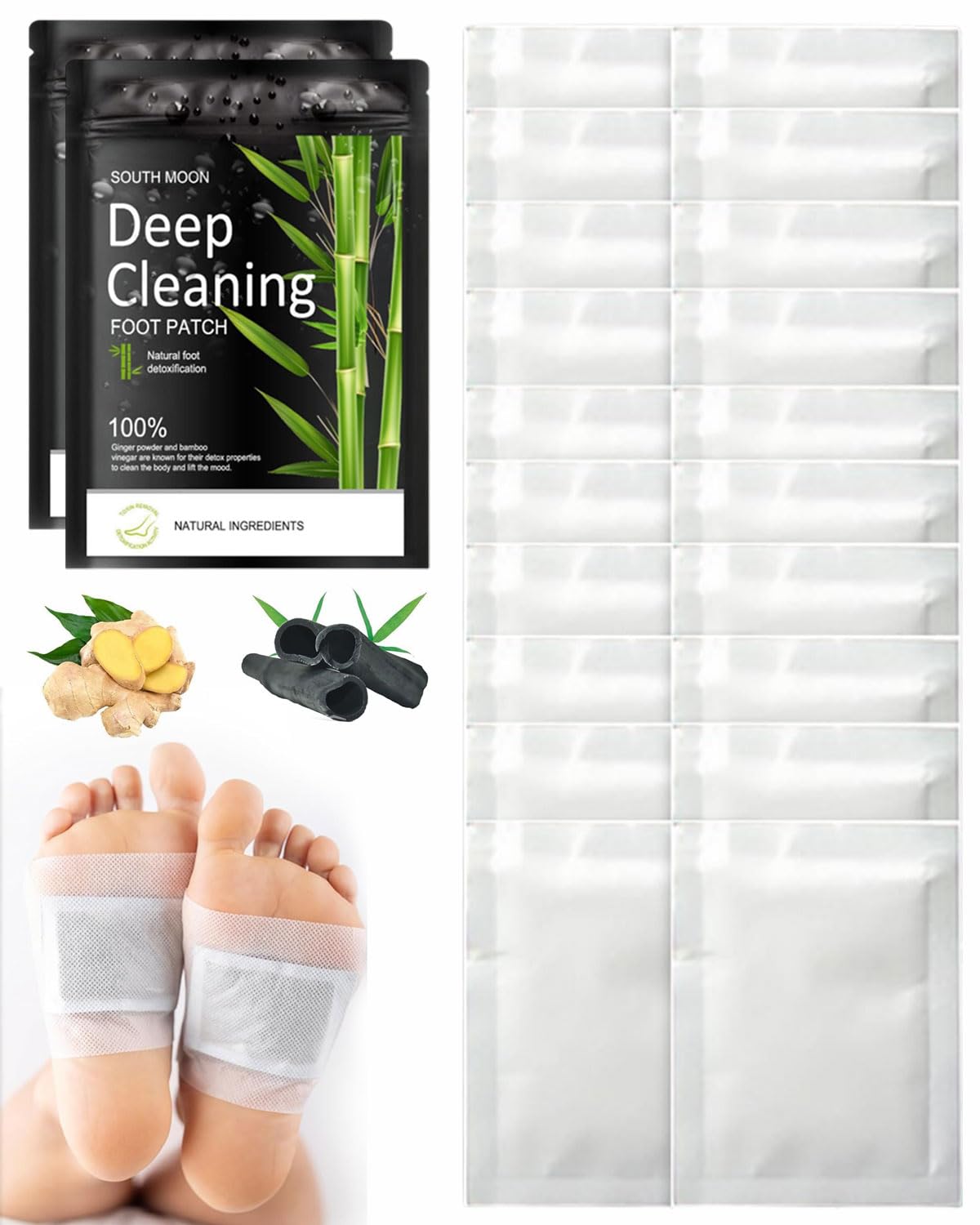 GRETY Cerotti Detox Piedi, 20 Pezzi, Autoadesivi per il Piedi, Rimuovere le Tossine, Alleviare lo Stress, Migliorare il Sonno