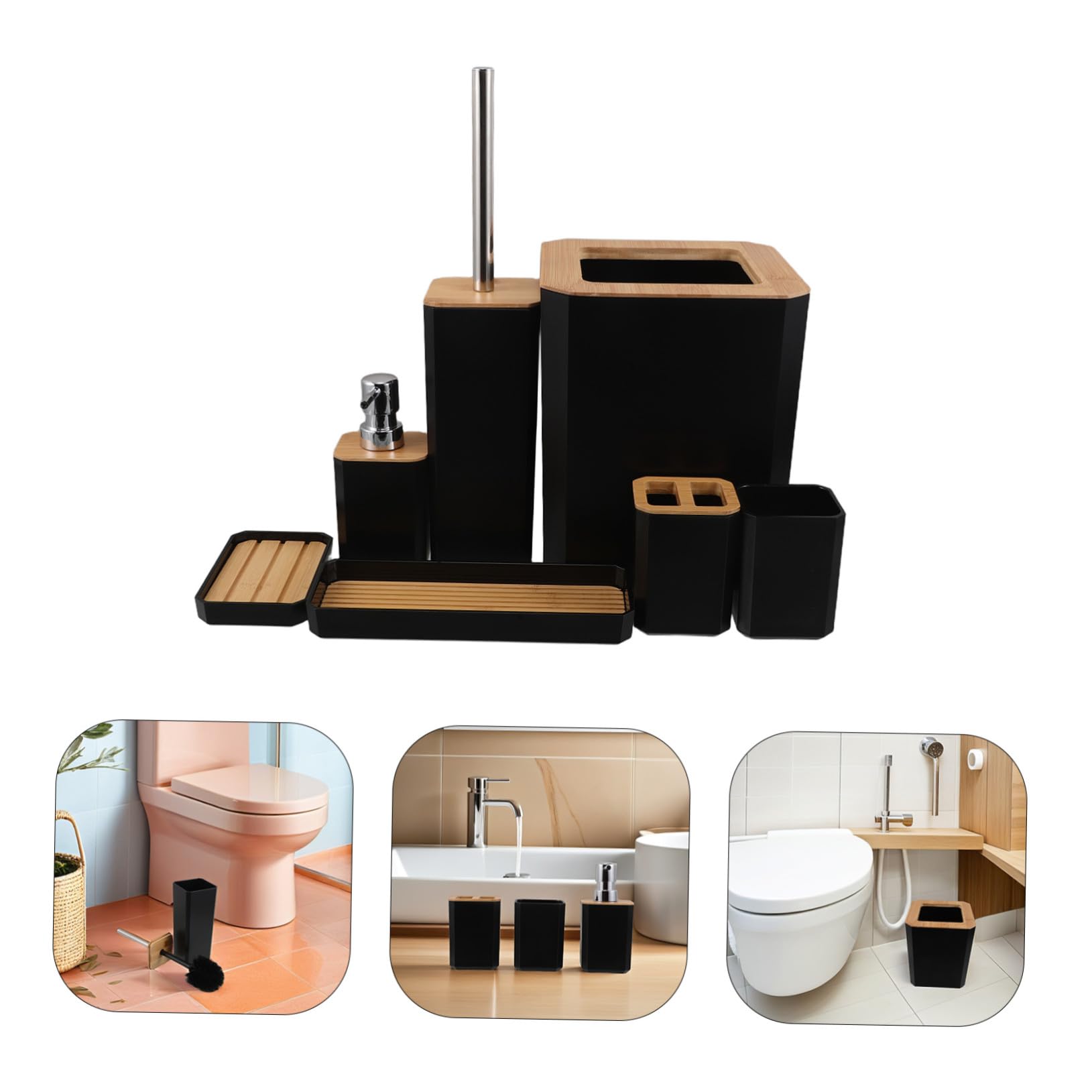 OUNONA Baño de Incluye Soporte para Cepillo de Dientes Dispensador Jabon de Lavado para Uso Doméstico Hotel Conjunto Accesorios de Baño
