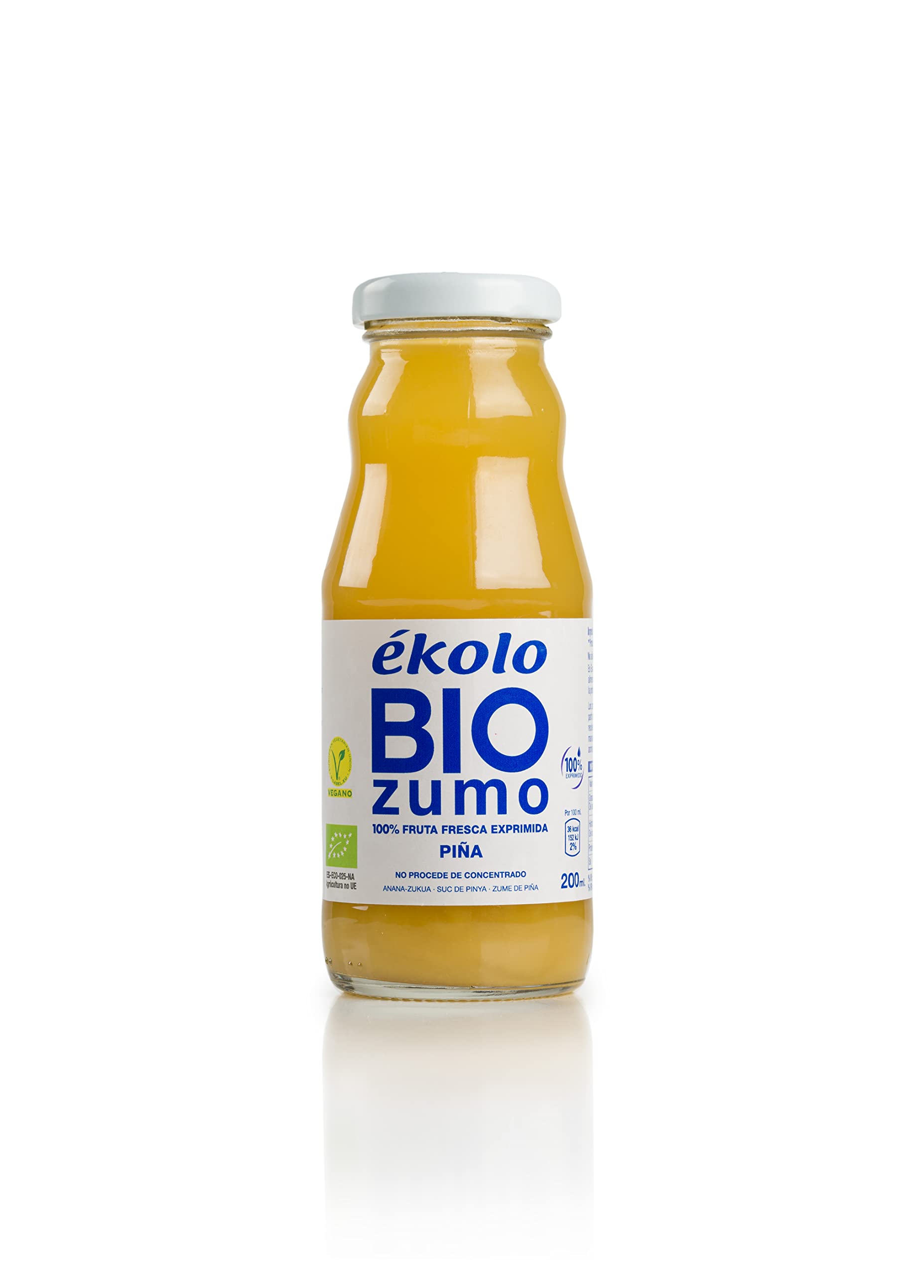 Ekolo Zumo De Piña Ecológico, 100% Exprimido, 12 Botellas * 200Ml 2400 ml