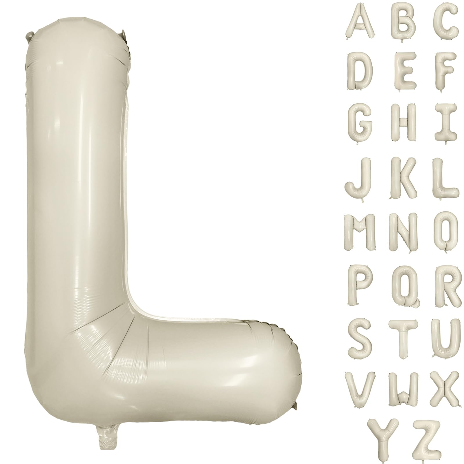 40 Inch Cream White Letter Balloons Large Letter L Balloon Beige Foil Helium Alphabet Balloons Birthday Party Baby Shower Graduation Ceremony Decoration (Cream White Letter L)