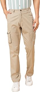 globus Men Beige Mid Rise Slim Fit Flat Front Cargo Trousers-picture-13