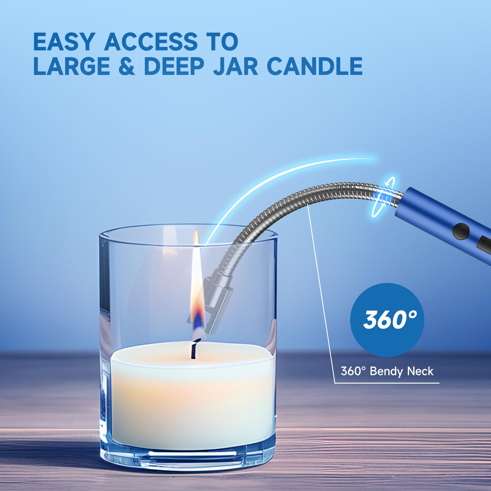 Flame bird Paquete de 2 encendedores eléctricos de velas sin llama, arco resistente al viento, flexible, cuello largo, recargable por USB, para barbacoa, parrilla, fuegos artificiales, camping, (azul)