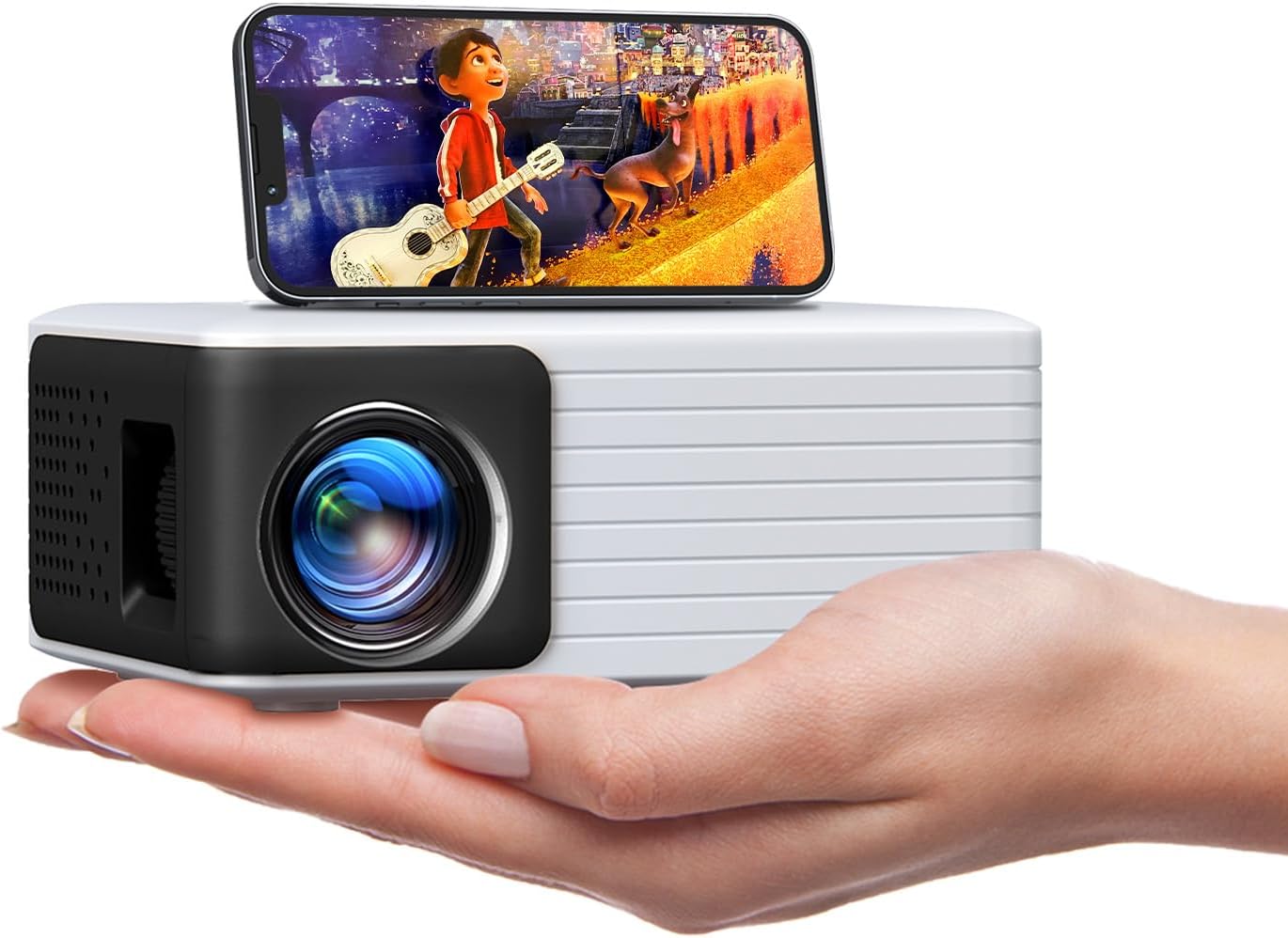 YOTONMini Projector, Portable Projector with WiFi Bluetooth, 720P Native iPhone Video Projector for Home Theater, Compatible with iOS/Android/PC/Tablet/Fire Stick