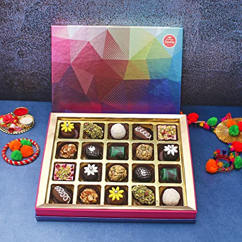 Image of Velvet Fine Chocolates Rakhi Gift Hamper for Brother & Sister with Rakhi | Rakhi Gift Pack with Premium 20 assorted Chocolates