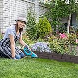 FIVMEN Rasenkante Kunststoff 5 m Steinimitatziegel Beeteinfassung Beetumrandung mit 10 cm Stifte Steinziegel Textur Imitiert beetbegrenzung Mähkante Palisade für Garten, Braun