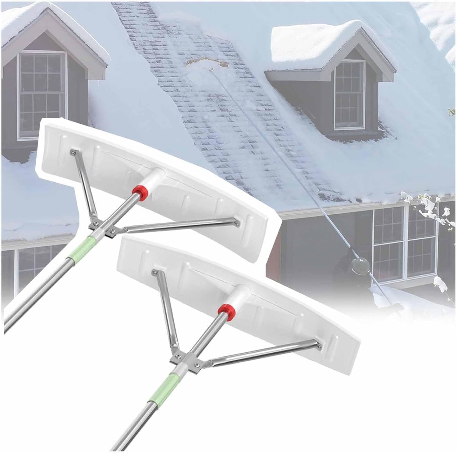 Telescoping Snow Roof Rake Extendable Scraper High Altitude Removal Tool Reinforced Point Support Head,20ft Telescopic Aluminum Roof Rake - Lightweight Snow Removal Tool for Trucks & Houseto