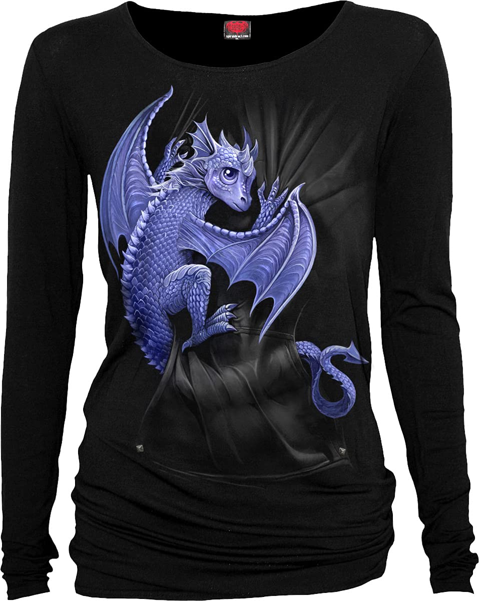 Spiral Womens F440 Tops Long Sleeve T-Shirt, Black, L UK