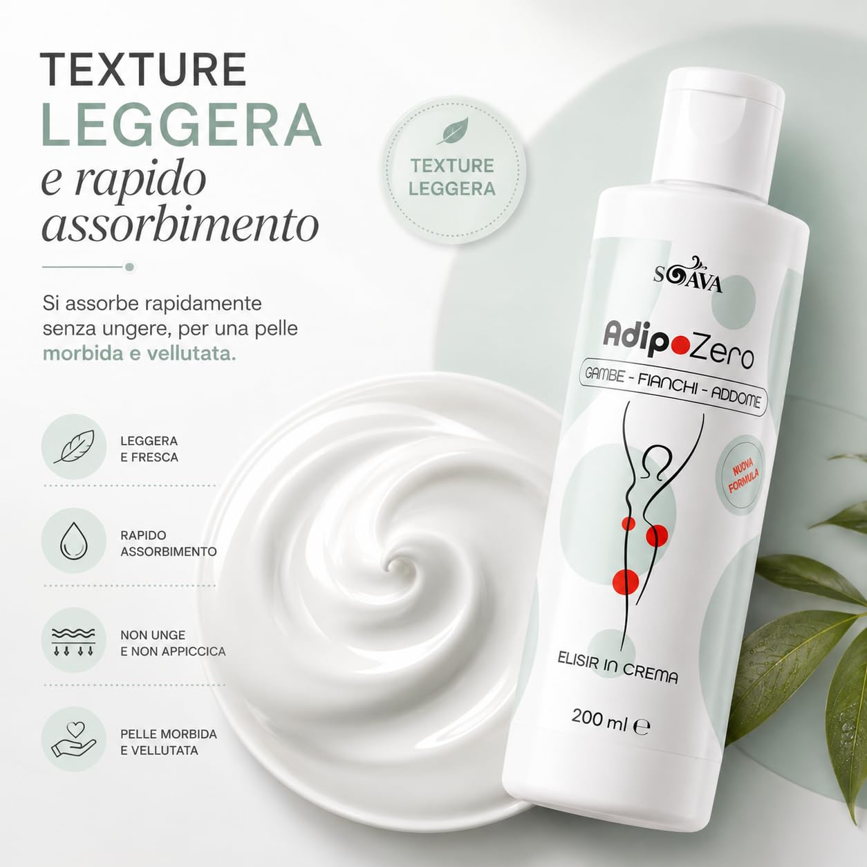 AdipoZero Crema Snellente Anticellulite, 400ml | Effetto Tonificante e Rassodante, Formula Drenante, Per Gambe, Glutei e Addome, Texture Leggera