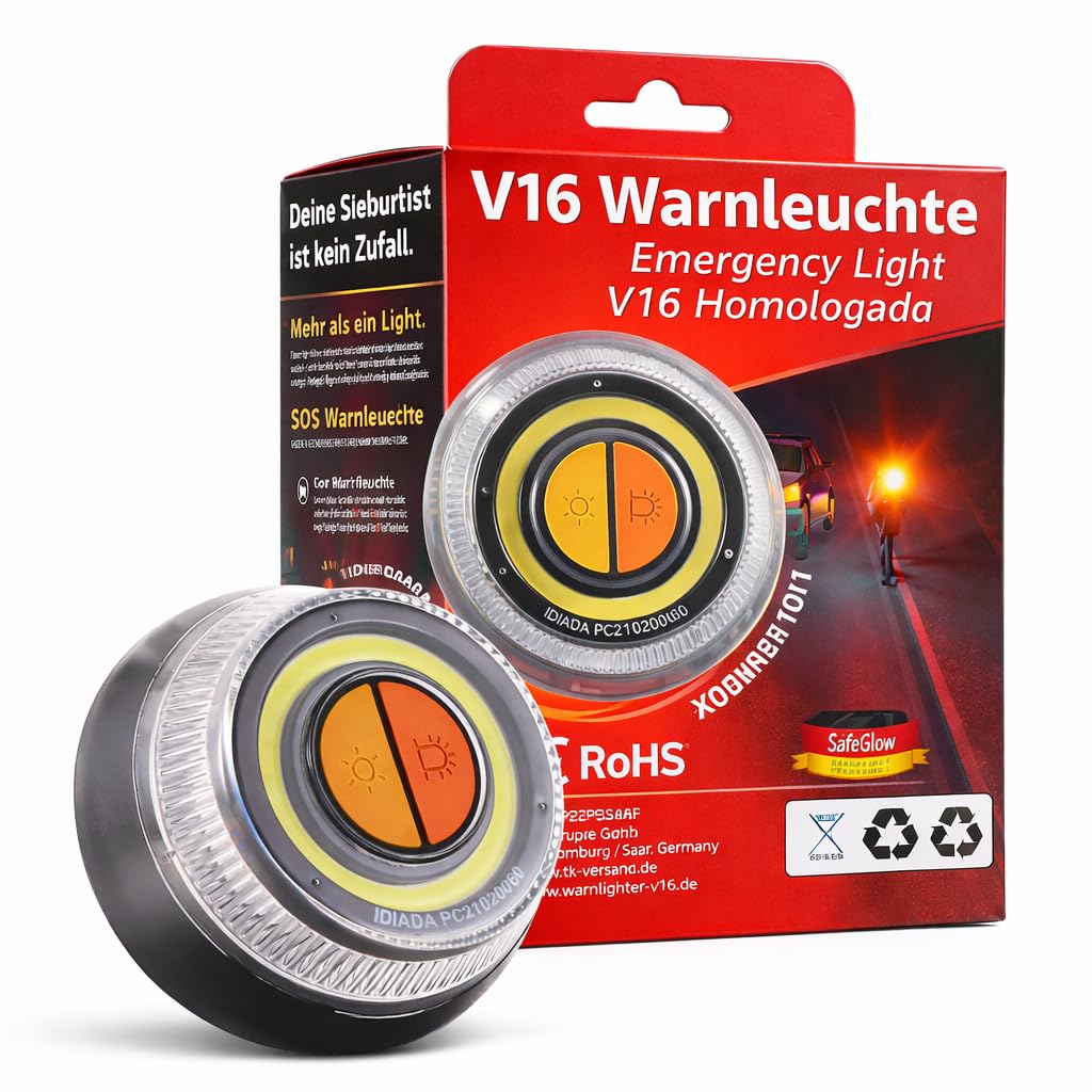 Lampe d’Avertissement V16 – IDADA 21020060 – Triangle de signalisation – Homologation UE 2026 – Auto & Moto