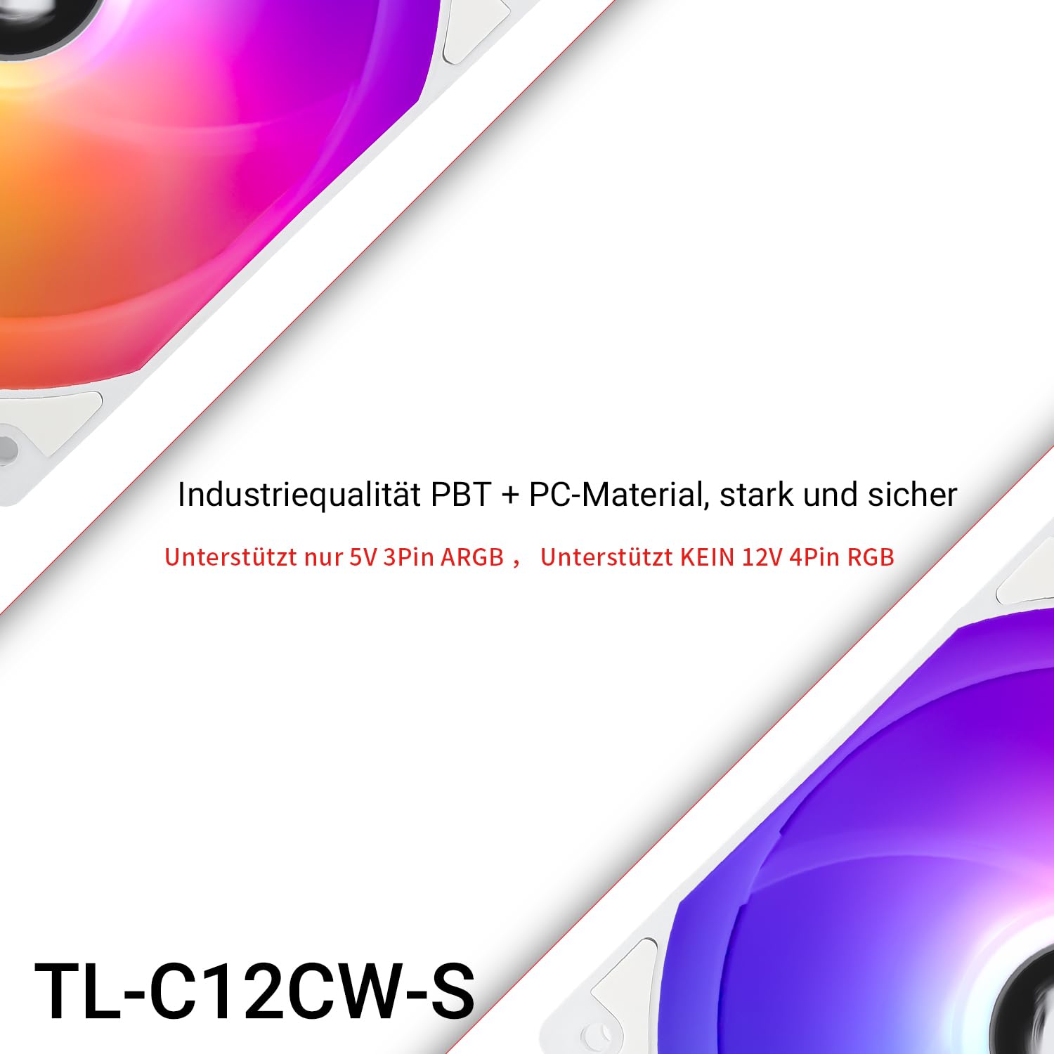 TR-Thermalright TL-C12CW-S wentylator CPU PWM ARGB 120 mm, cichy wentylator 1550 RPM, biały wentylator CPU, może być sparowany z obudową / chłodnicą procesora