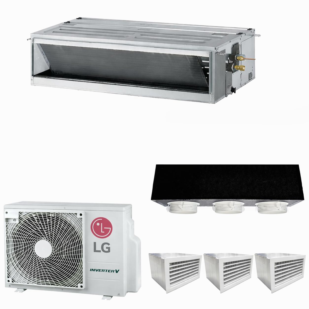 Condizionatore Canalizzato Econo 24000 BTU Inverter R32 A++ con Kit Plenum 3 uscite – Climatizzatore in Pompa di Calore Mod. CM24F.NA0