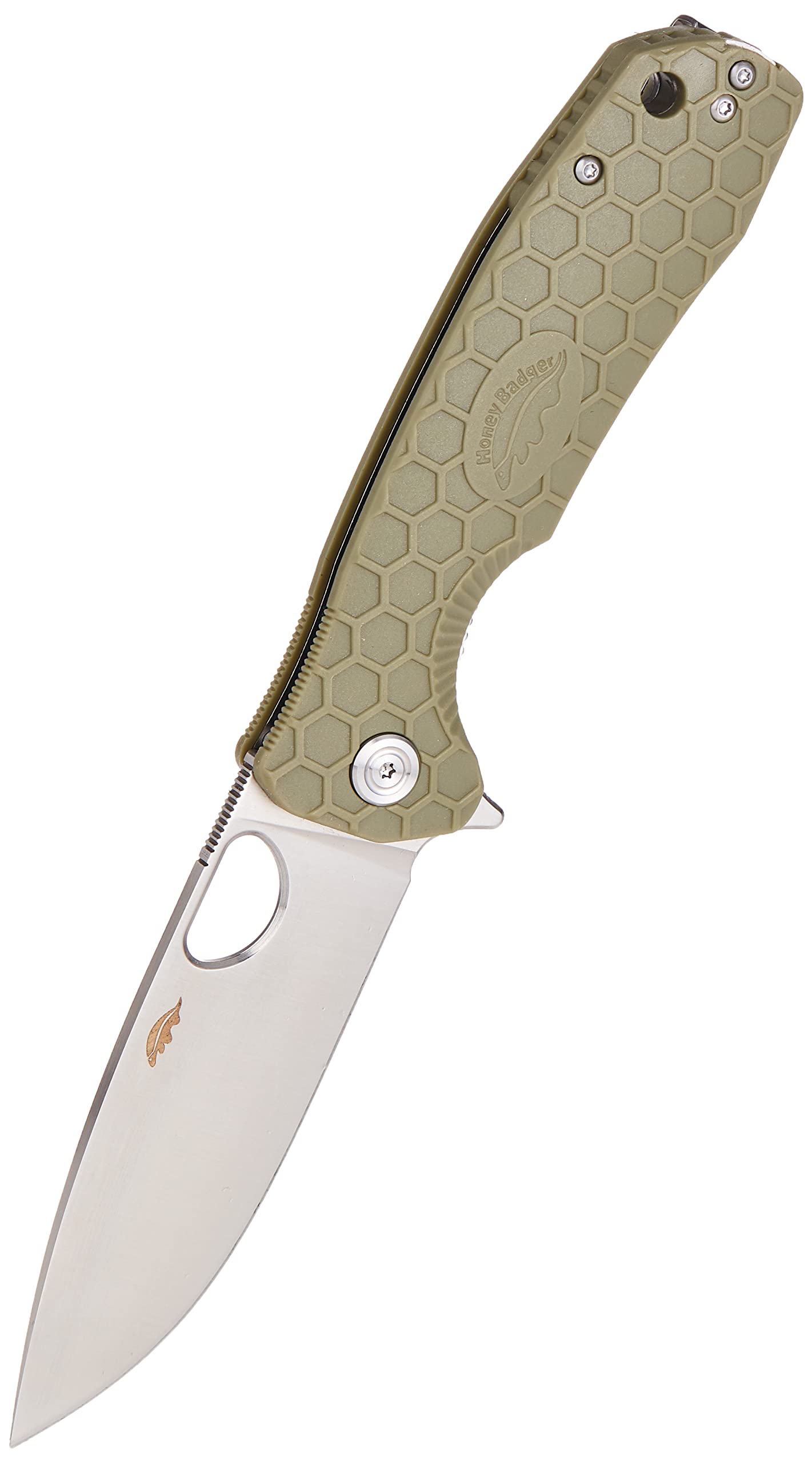 Honey Badger D2 Flipper Knife, Large, Green L HB1007