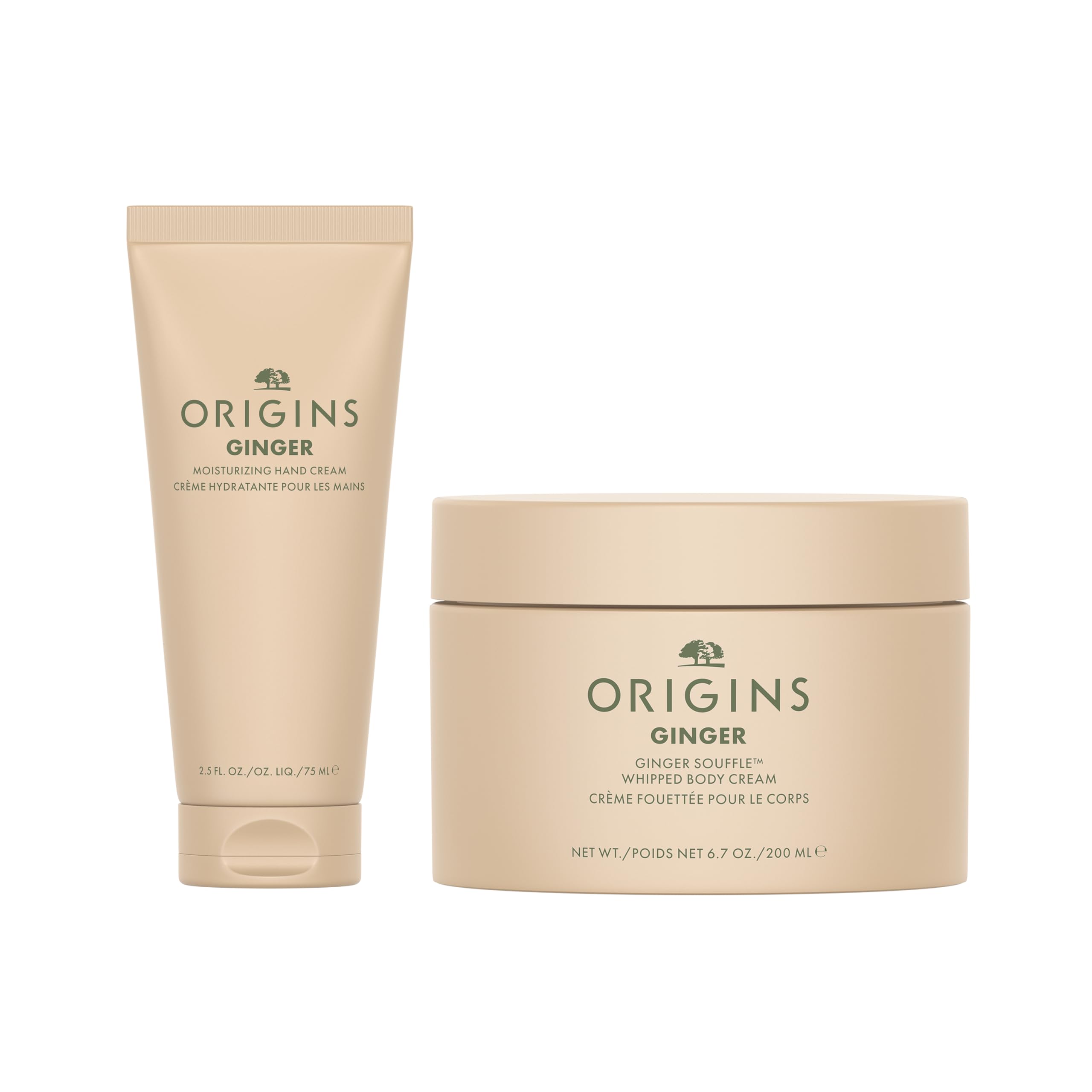 Origins Luxurious 2-Piece Ginger Hand Body Bundle Skin Care Set Includes Hand Cream Our 1 Whipped Body Cream