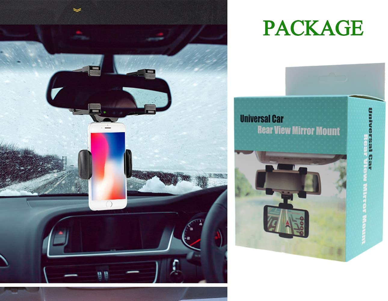JJJ Staffa Universale del Telefono Smart Phone Auto Vista Posteriore Specchietto Bracket Bracket Camion Car Staffa Staffa Adatto for GPS/PDA / MP3 / MP4 (Nero)