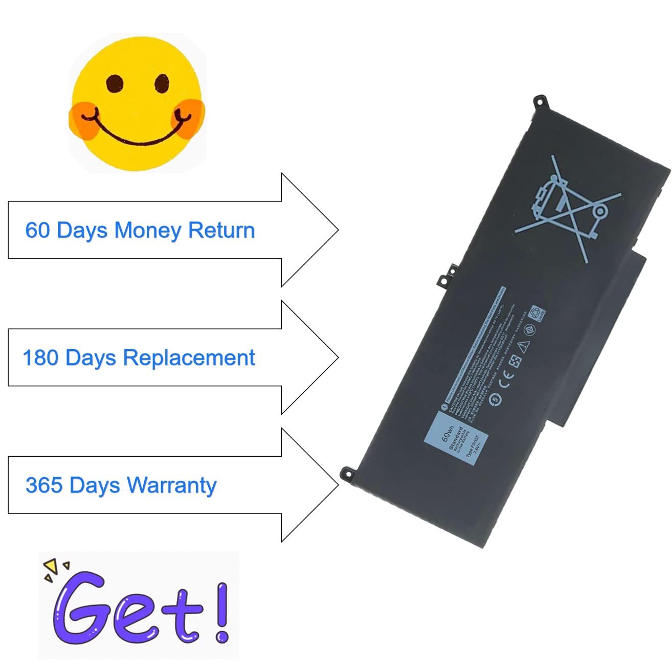 Amazon.com: F3YGT Laptop Battery for Dell Latitude 7280 7290