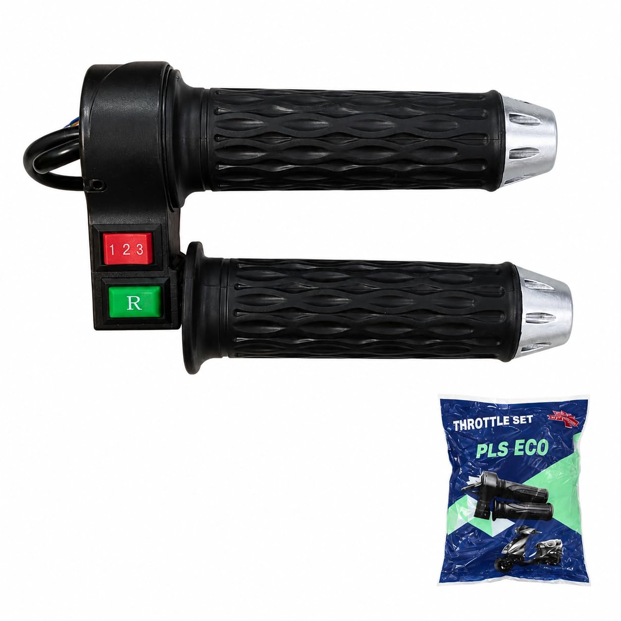 123 R EV Throttle Accelerator, 3 Speed Modes, 123/R Forward/Reverse Control for Electric Bikes and Scooters, Universal Compatibility with Connector Cables, Throttle with Chrome or Without Chrome-image-0