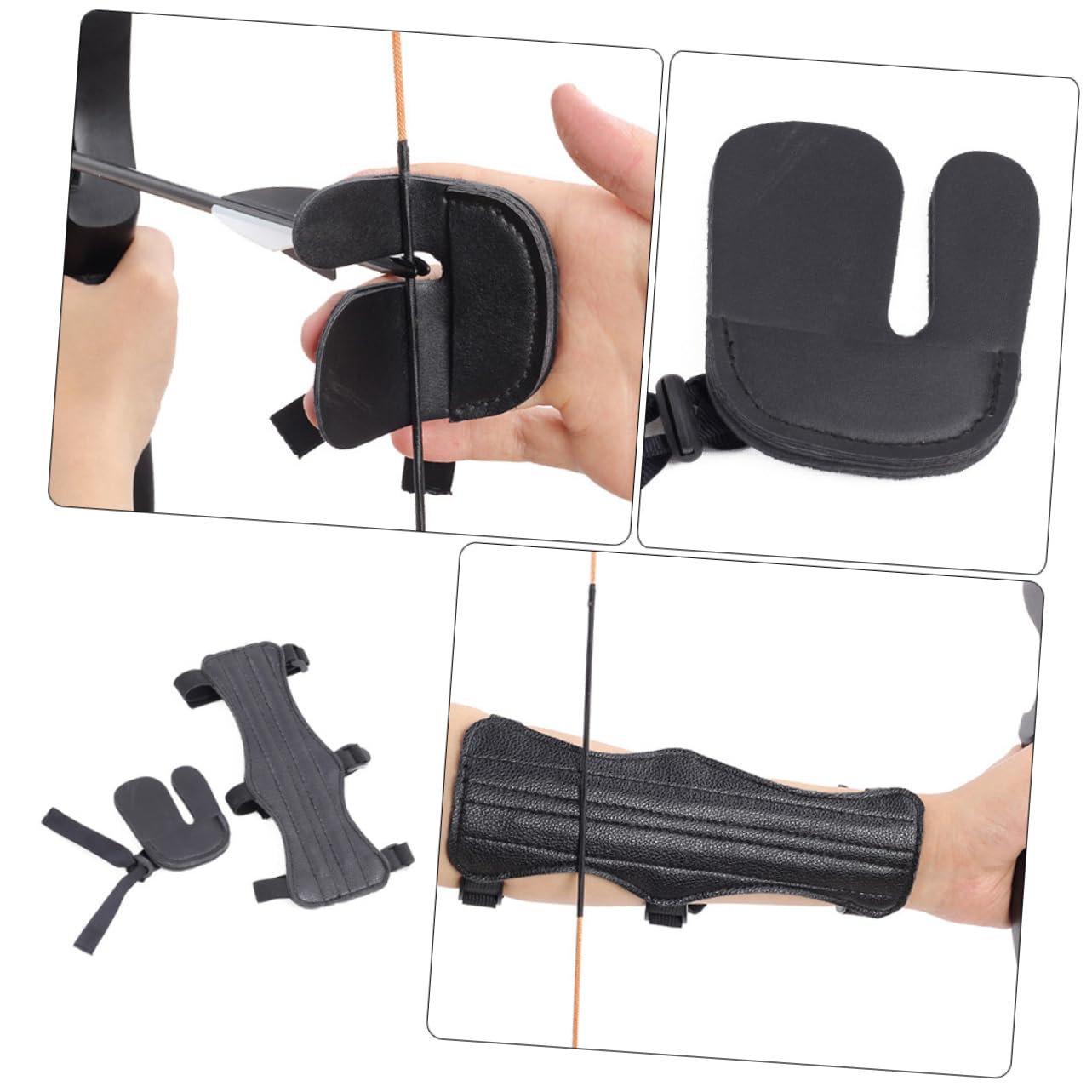 UPKOCH 1Set Portable Archery Arm Guard Finger Protector Lightweight Skin Friendly PU Material for Comfortable Shooting Essential Archery Accessory for Men Women
