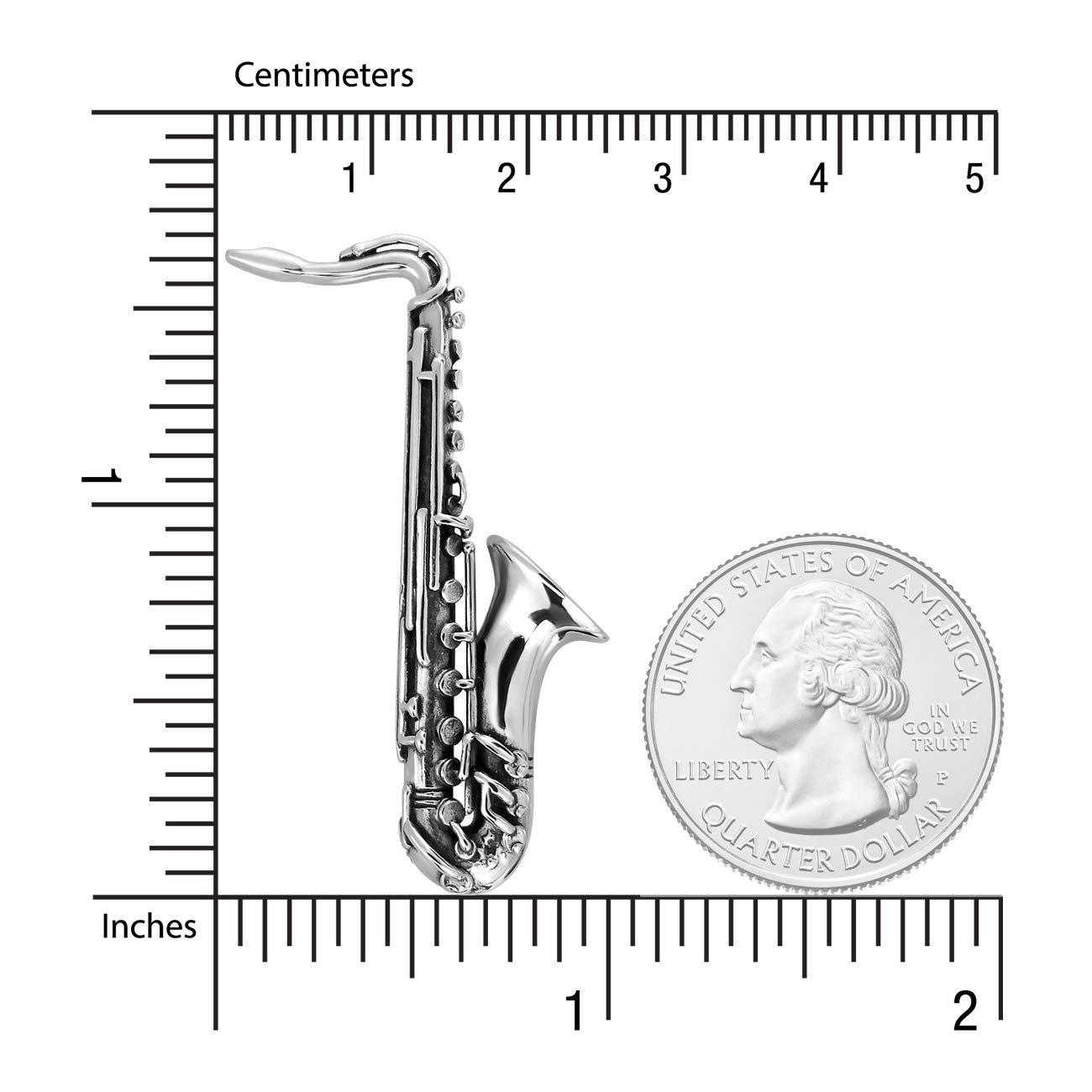 925 Argento Sterling Musica Sassofono Nota Melodia Spilla Musicale Pin