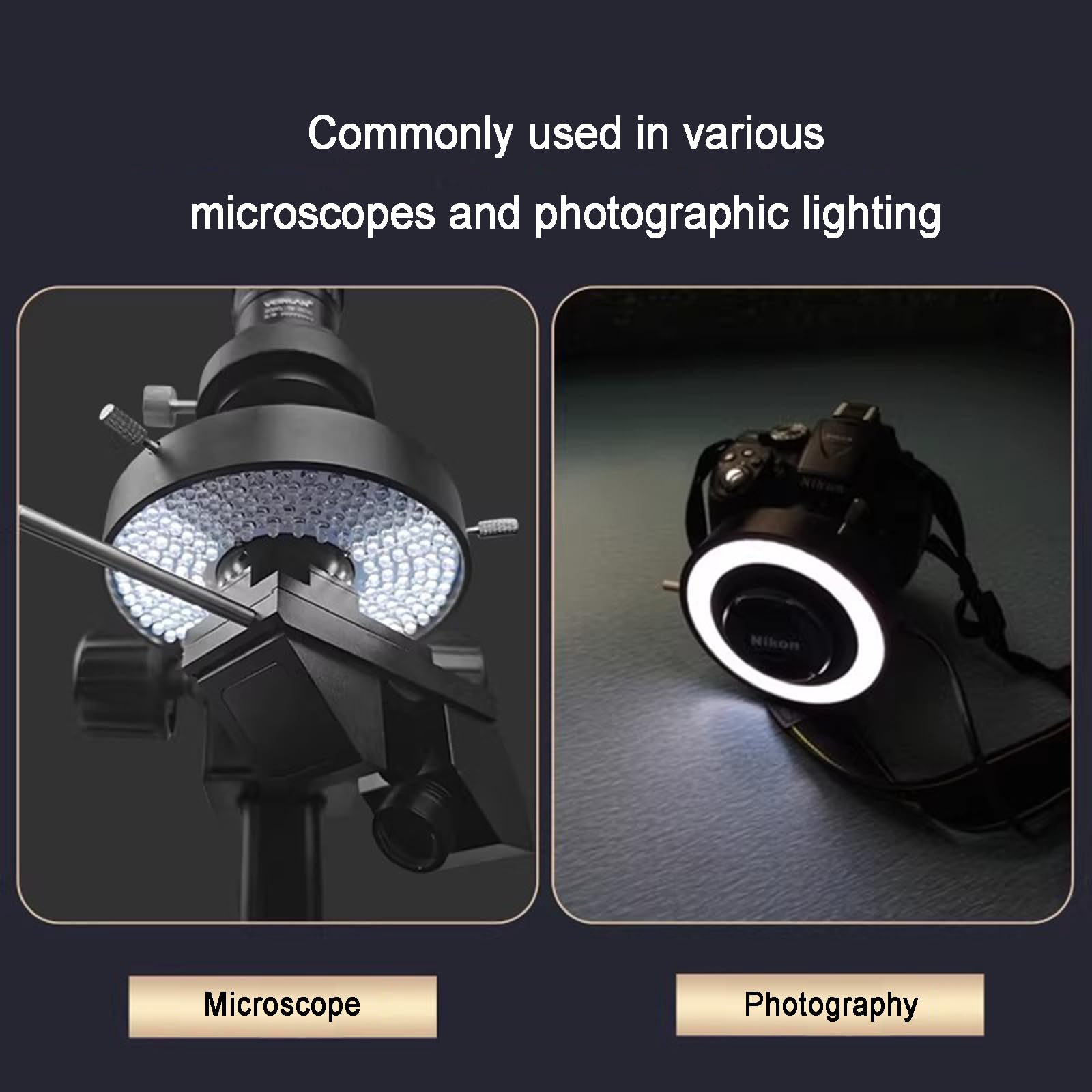 Anillo de luz LED para microscopio con 148 cuentas LED, lámpara iluminadora y controlador para cámara de microscopio industrial, foto y video