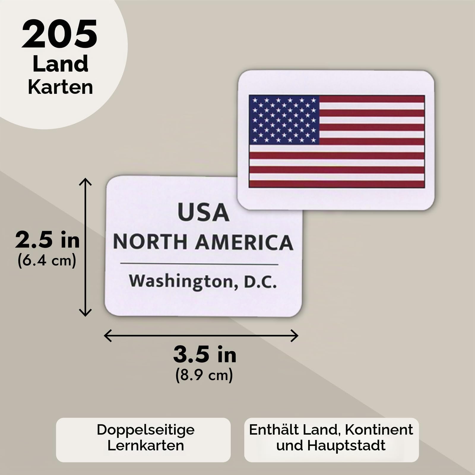 Blue Panda 205 Länder der Welt Flaggen Lernkarten für Bildung – Kinder Geographie Landkarteikarten mit Kontinent und Hauptstadt – Landflaggen-Lernkarten für Kinder (6,3 x 8,9 cm)