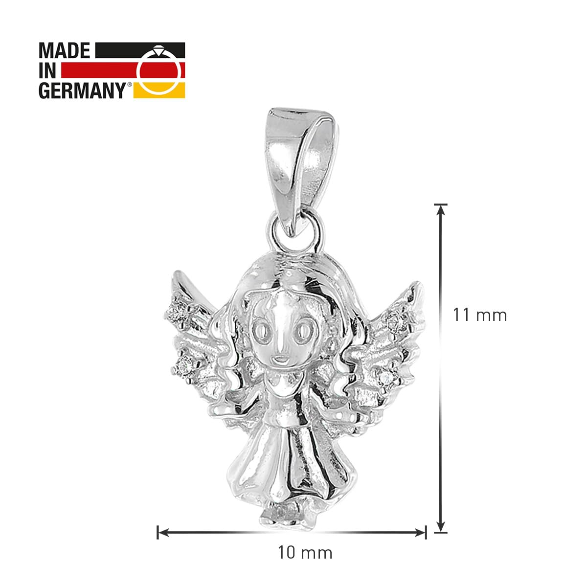 trendor Mädchen-Halskette mit Engel-Anhänger Silber 925 Rhodiniert 21640
