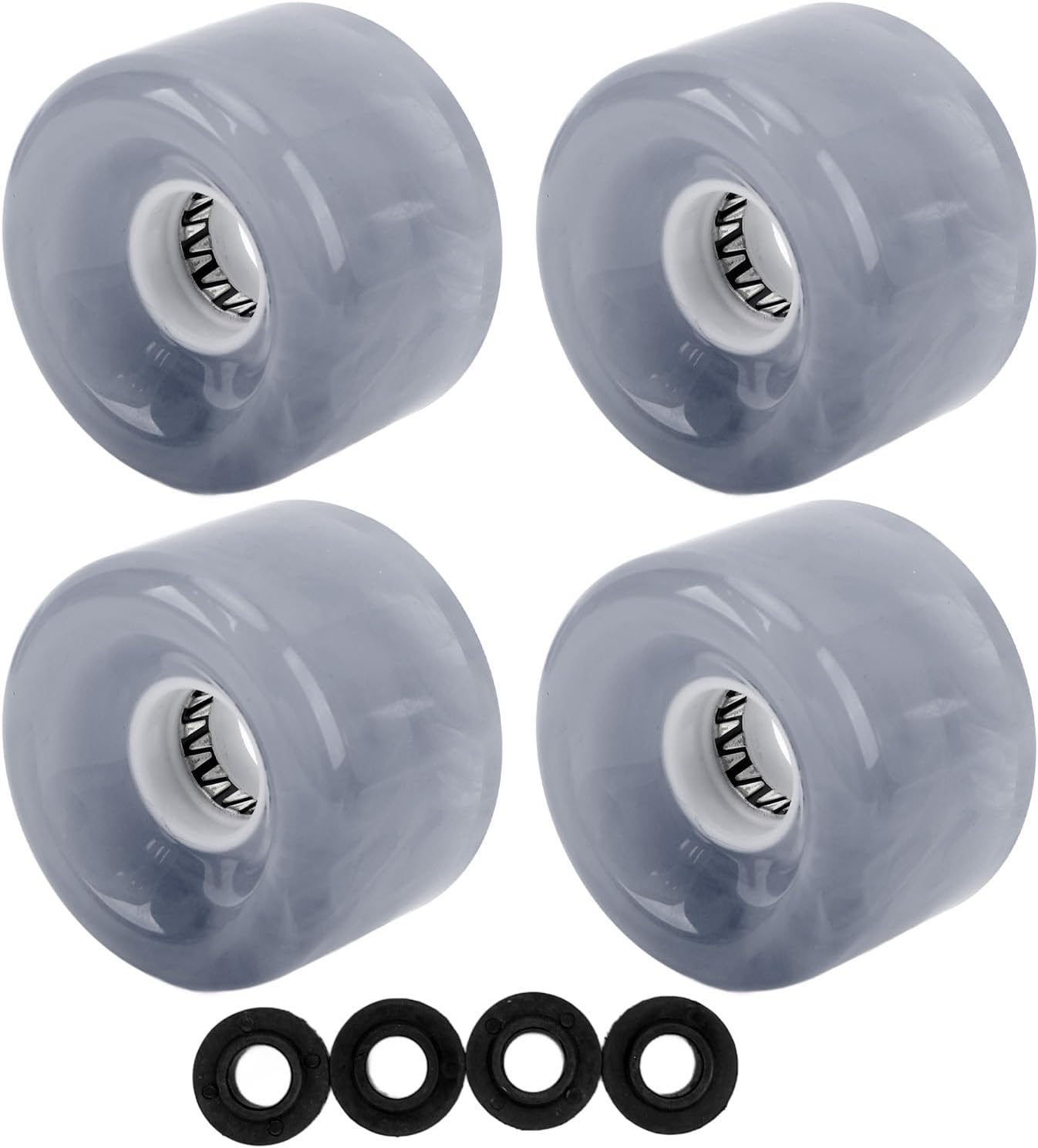 4Pcs Skateboard Wheel Set, 1.7x2.6inch, 78A Hardness PU Wheels for High Rebound and Flashing Performance, with Pro Bearings for Longboards and Cruisers