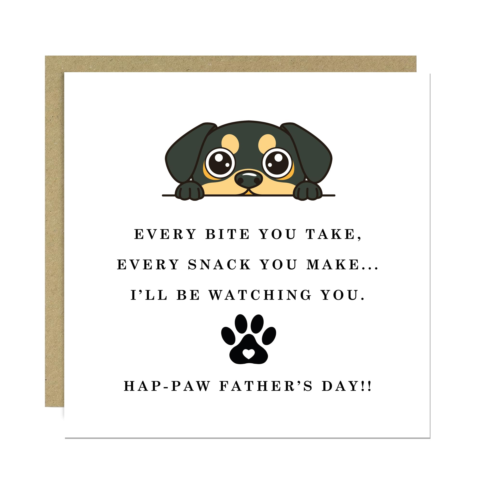 RED OCEAN Funny Fathers Day Card From Dog Hap- paw Fathers Day Card Joke From Dog Puppy Owner Dad With Envelope
