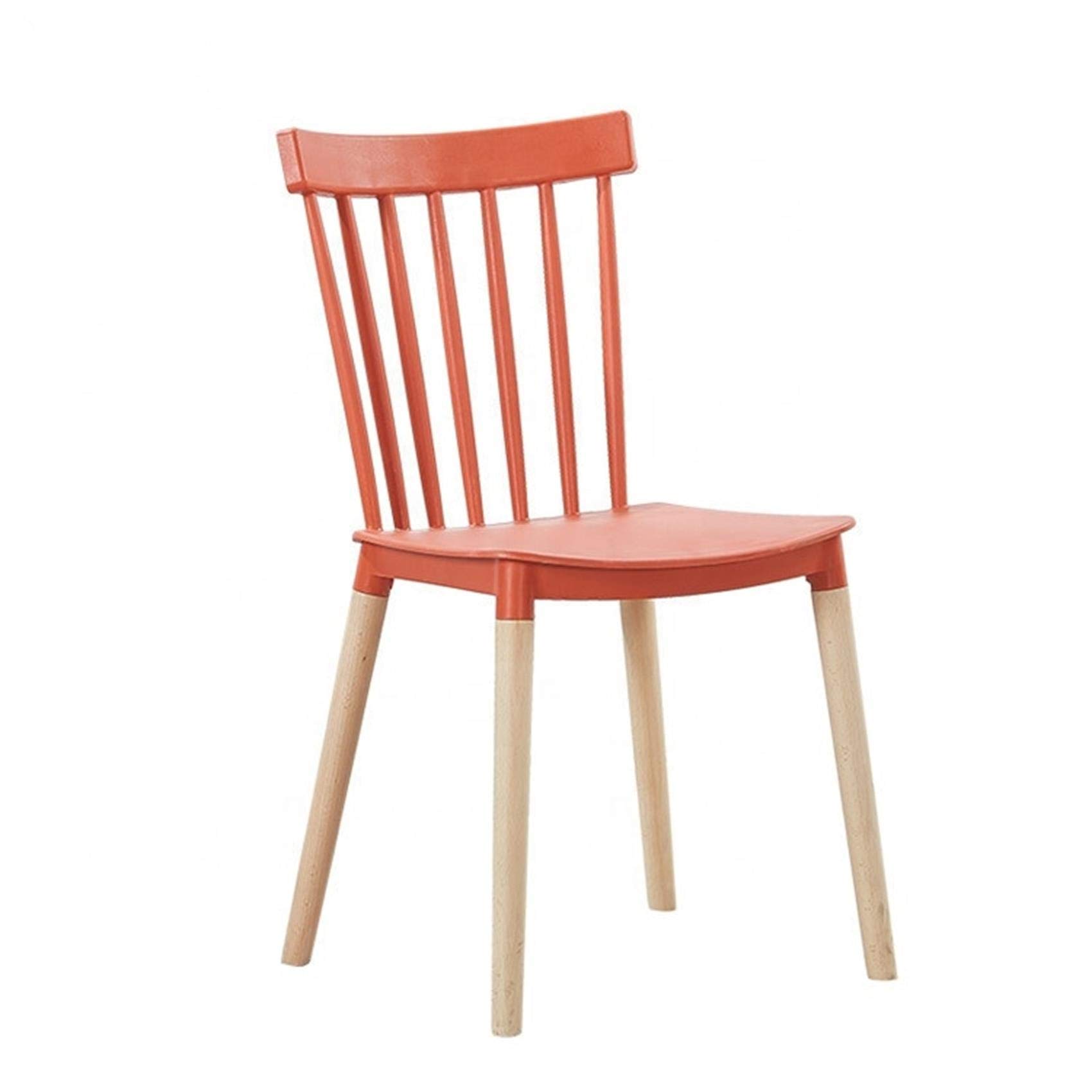 LANNY plastic windsor chair modern desgin with solid wood legs leisure dining chair for indoor/inside living room office restaurant and events (red)