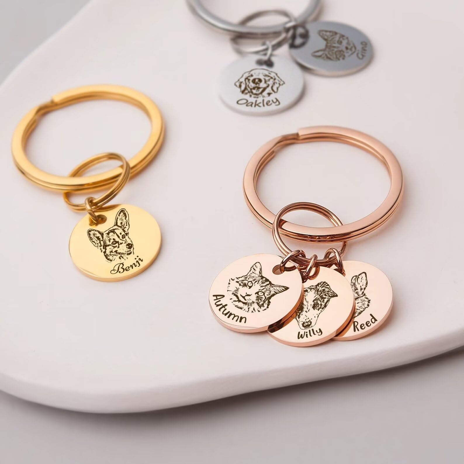 Regali per la mamma del cane - Portachiavi ritratto personalizzato per animali domestici - Portachiavi per cani inciso - Portachiavi per animali domestici - Regalo personalizzato per animali domestici