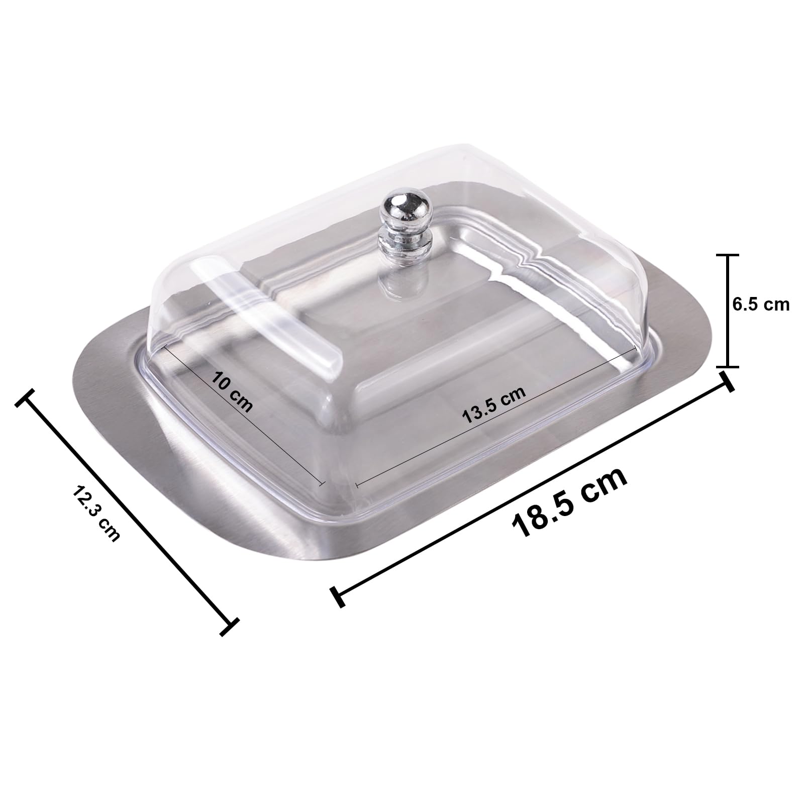Kuber Industries Pack of 3 Butter Box Container | Steel Butter Dish Box | Cheese Storage Keeper Tray | Butter Keeper Container | Butter Storage Container Tray | Butter Tray | 11008-D | Silver 1