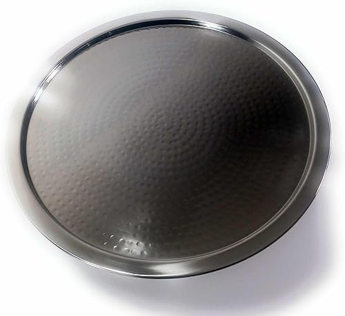 Miniatura 5 de 3SCompany Plato para pastel de acero inoxidable martillado a mano con pescado brillante con capacidad para pasteles o pasteles de hasta 10 pulgadas