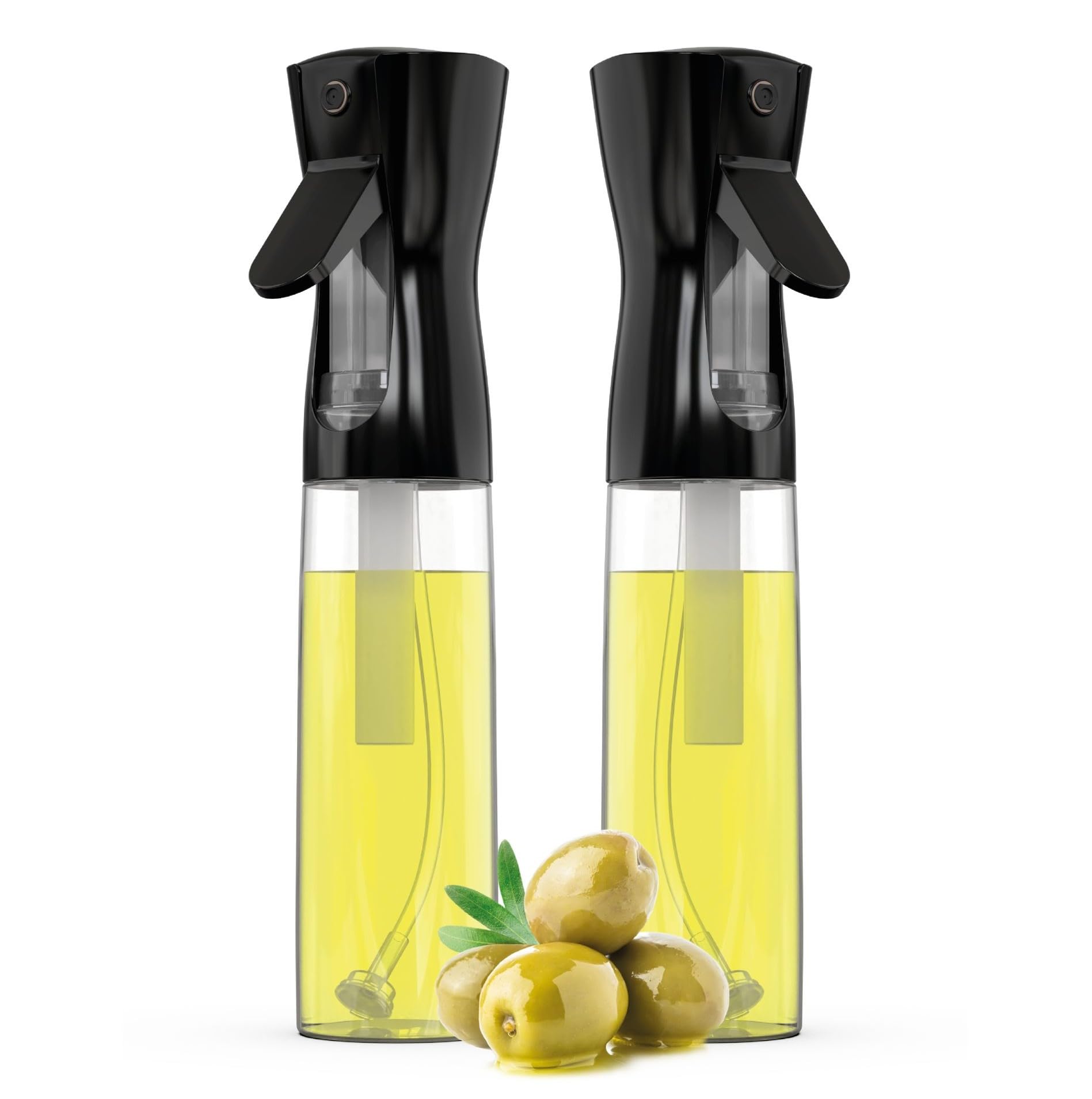 ActivoTex Oil Sprayer, Kitchen Oil Spray, 300 ml, Oil Dispenser Spray Bottle, Olive Oil and Vinegar Vaporizer for Cooking (2 Black, Black)