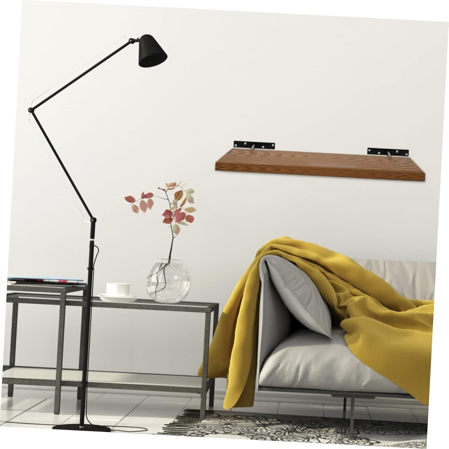 LIFKOME 4 Sets T-Shaped Hidden Wall Shelf Brackets Heavy Duty Iron Support Stand for Floating Shelves Easy Installation for Home and Office Use