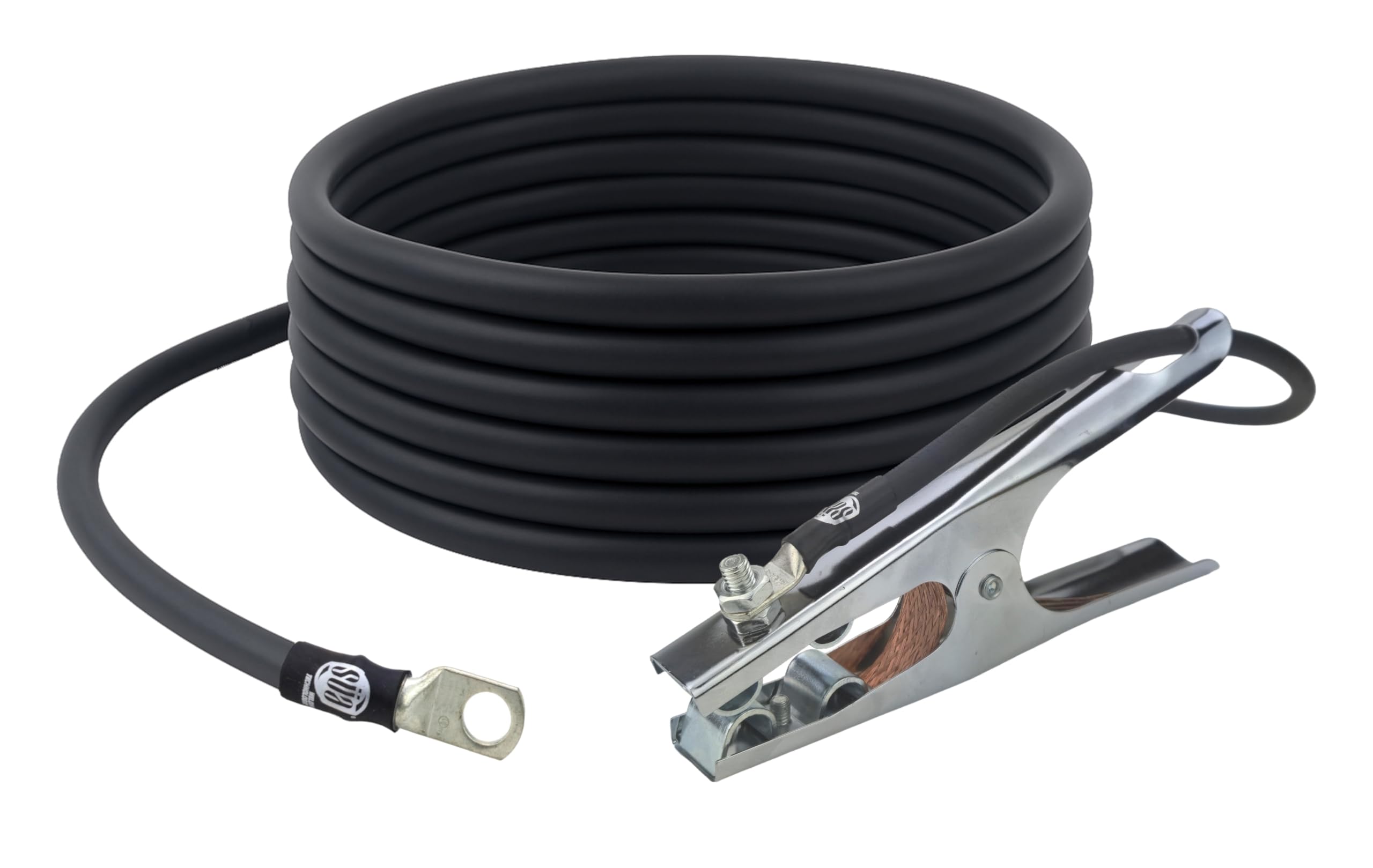 SÜA - 300 Amp Welding Ground Clamp Lead Assembly - Terminal Lug Connector - #1 AWG 100% Copper Cable (15 FEET)