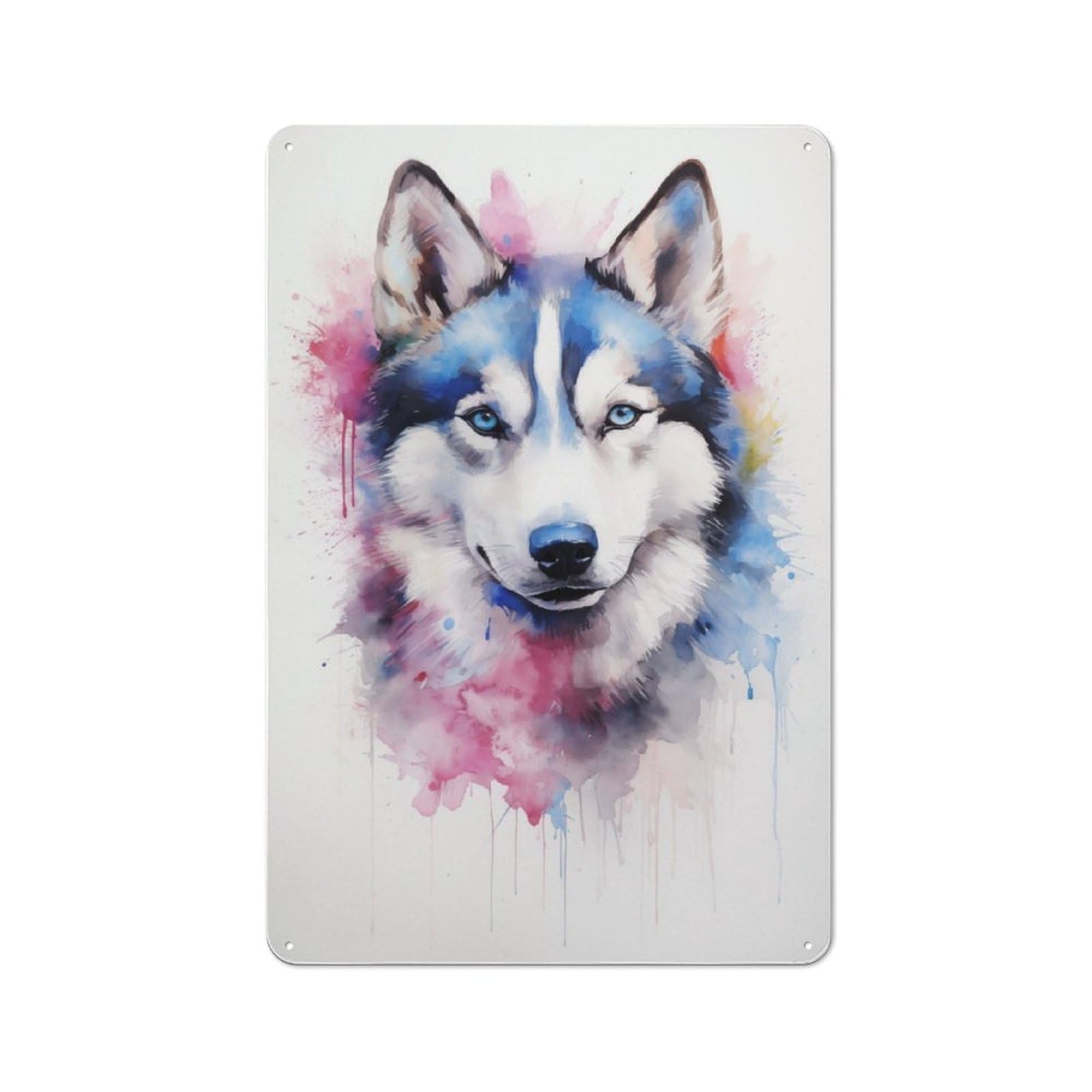 Junmoney Siberian Husky Portrait Tin Sign 30X20cm For Café Or Home Bar, Rustic Wall Decor, For Garage, Workshop And Man Cave Decoration