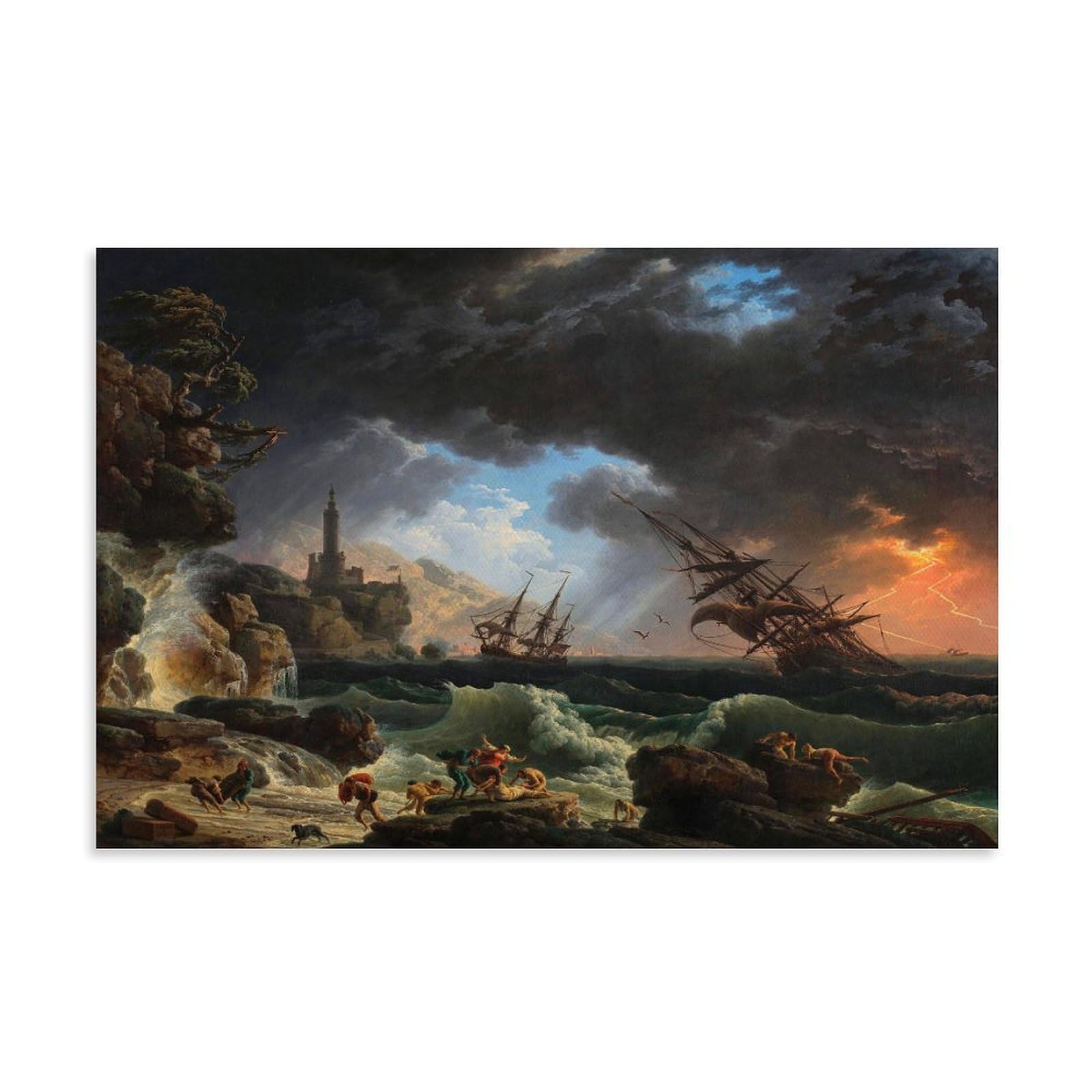 YYUEQIL Claude Joseph Prints Print Painting Poster - A Shipwreck in Stormy Seas Wall Art Artworks Picture Print Wall Art Painting Canvas Gift Decor Homes Decorative Unframe 20x30inch(50x75cm)