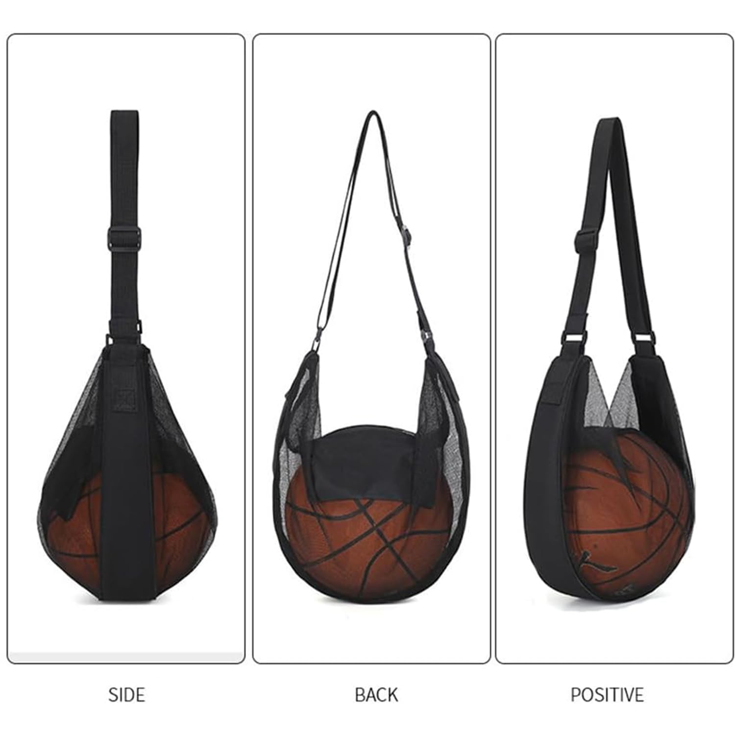 WUBAYI Sac à dos de basket-ball / sac de sport en maille filet avec mousqueton / sac de sport / sac de sport avec mousqueton / sac de transport de ballon de football / cerceaux - Accessoires de sport