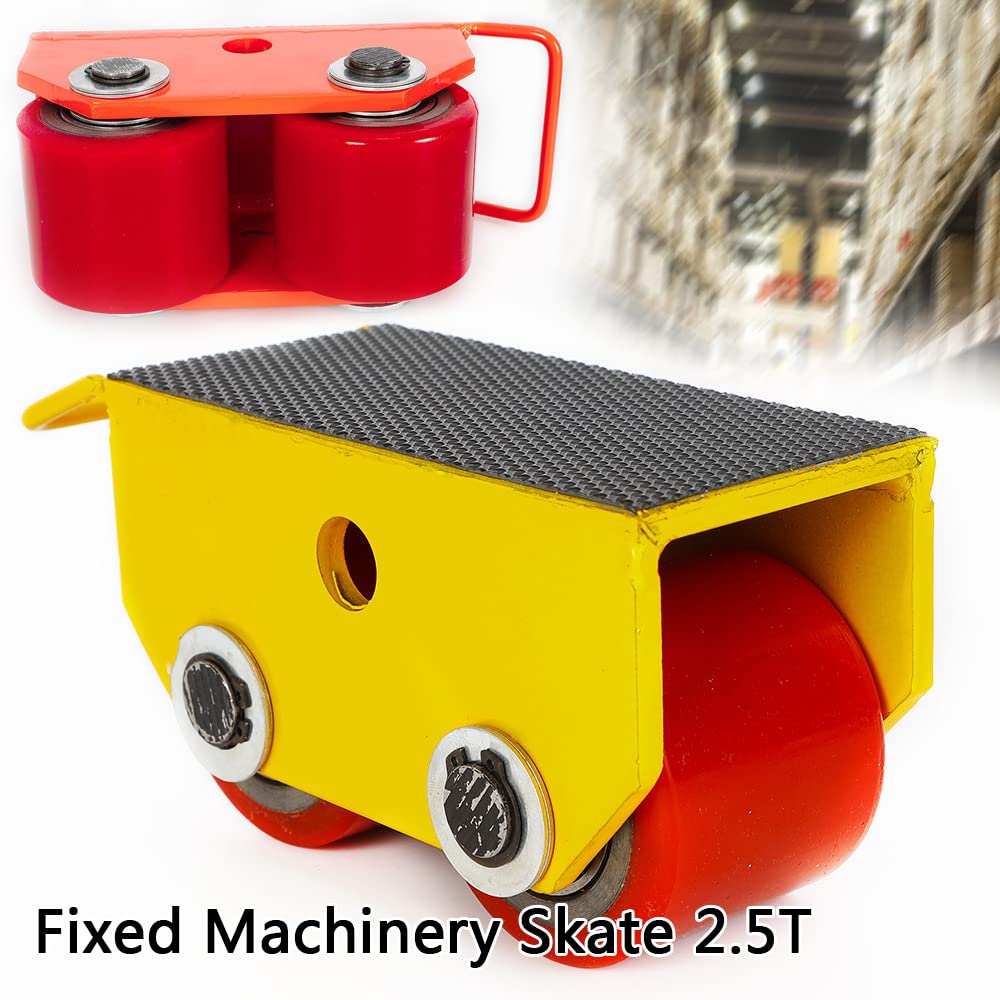 Máquina de mover con 2 rígidos, capacidad de carga de 2,5 t/5511 libras, máquina mover dolly, ayuda de transporte para dispositivos y muebles, muy portátil (amarillo)