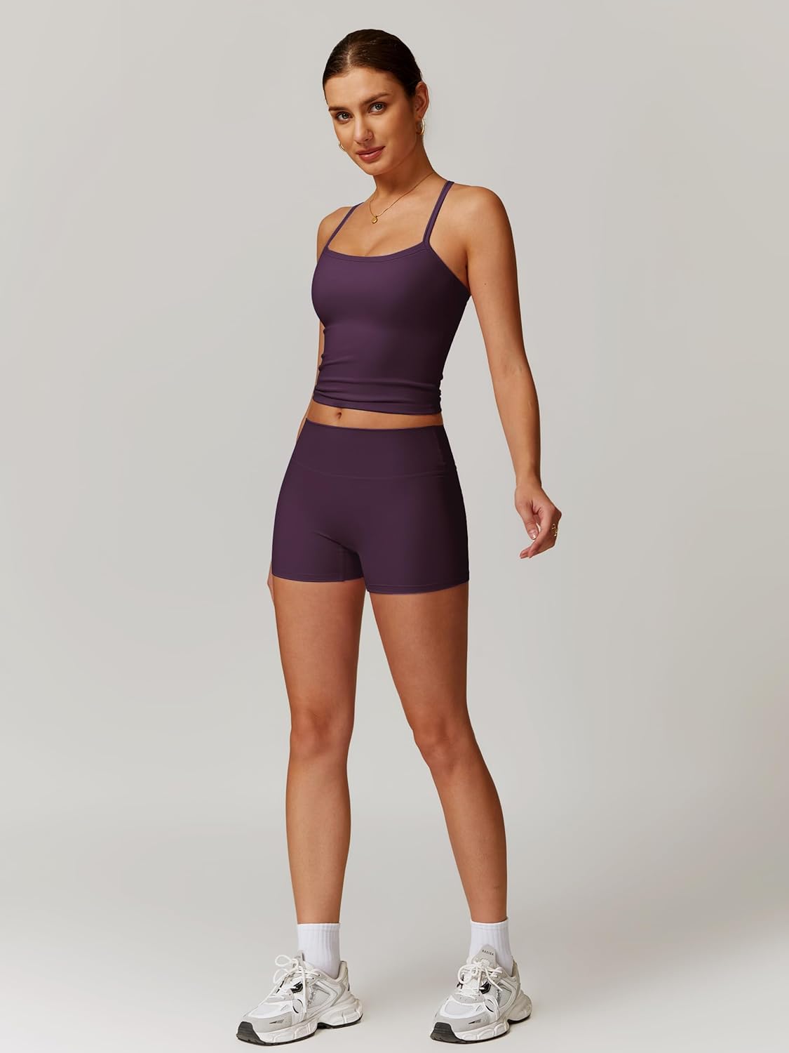 ABOCIW 2 Pieces Workout Sets for Women, Cross Back Tank Top Matching High Waist Biker Shorts, Gym Yoga Pilates Outfits