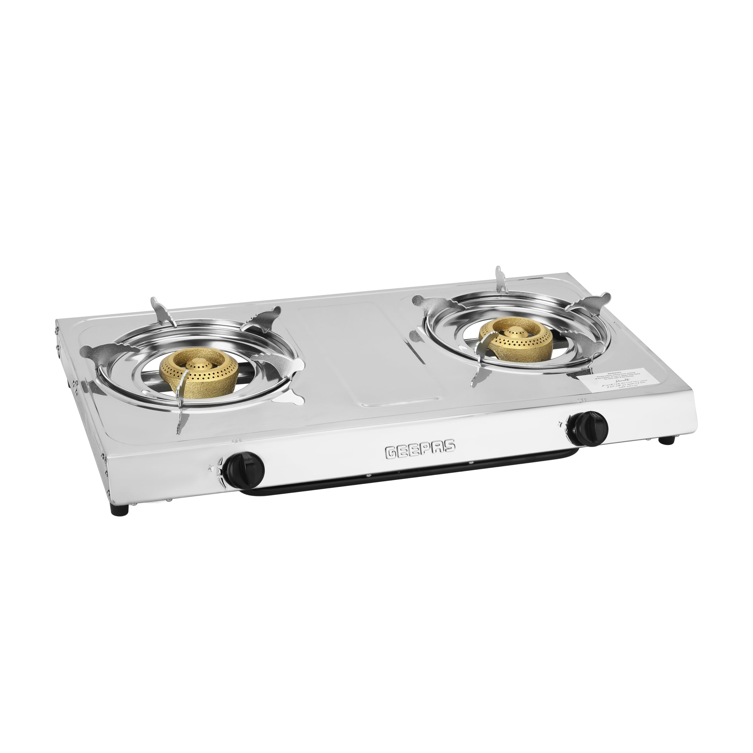 Geepas Stainless Steel Gas Cooker- GK679N/ 2 Cast Iron Burner Stove, Low Consumption and Improved Flow for Efficient Heating, Save 60%/ Auto Ignition System, LPG Stovetop, Perfect for Home, Apartments
